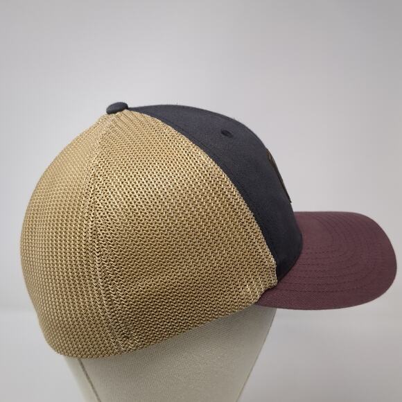 Columbia Fitted Trucker Hat Multicolor M Mesh Back Leather Patched 6 Panel - Picture 5 of 9